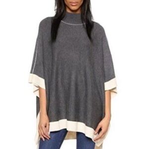 Splendid Gray Tan Sweater Poncho Size Small